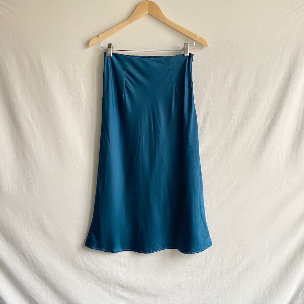 Midi slip bias cut teal skirt